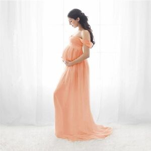 Peach Color Maternity Photoshoot Dress (free size)